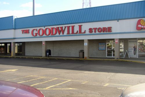 Goodwill store, brick and stucco one store in shopping center