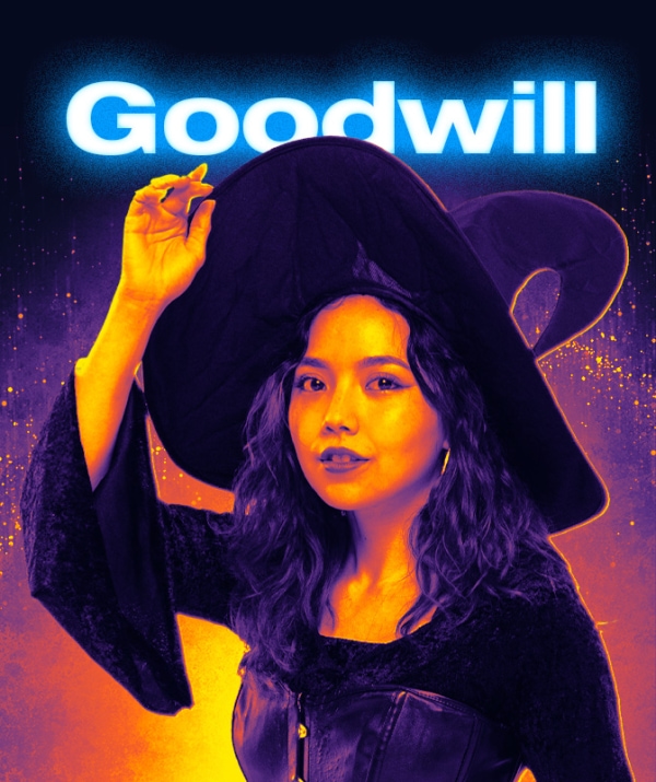Woman wearing a witch costume