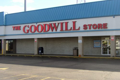 Goodwill store, brick and stucco one store in shopping center